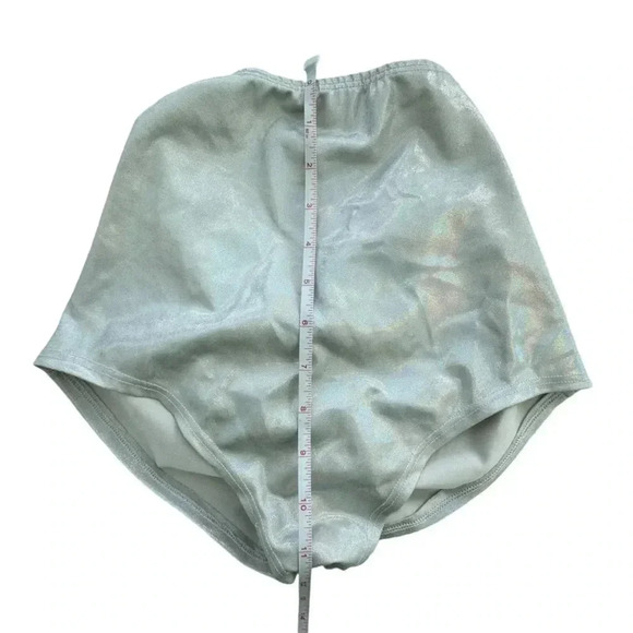 Scrunch High Waisted Festival Booty Shorts Opal Holographic Rave Party - Picture 3 of 5